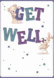 Filled with the gentle energy of a spring morning near Westminster's bustling markets, this vibrant get well card is a miniature celebration of recovery and kindness. Two adorable characters-a cuddly teddy bear and a bright-eyed puppy-come to life, joyfully clutching and balancing oversized, colour-splashed letters that spell "Get Well." The indigo and teal hues of the words pop brilliantly against a soft, creamy backdrop, echoing the unique palettes seen in local window displays. Scattered across the card are whimsical stars in rich blues and purples, twinkling with playful optimism like the first flowers after rain in a city square. Each stroke of fur on the bear and puppy is delicately drawn, inviting a sense of touch and comfort-as if, for a moment, you could feel their reassuring embrace. This card offers far more than words; it acts as a heartfelt gesture, wrapping the recipient in warmth and hope. Whether paired with a hand-tied bouquet from a Westminster shop or sent on its own, it makes the journey toward healing a little brighter for someone special, right here in the heart of London.